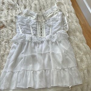 For Love And Lemons Farmhouse Floral Slip Dress